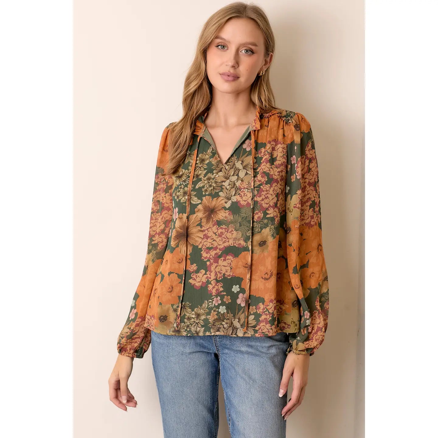 Jewel Tone Floral Blouse