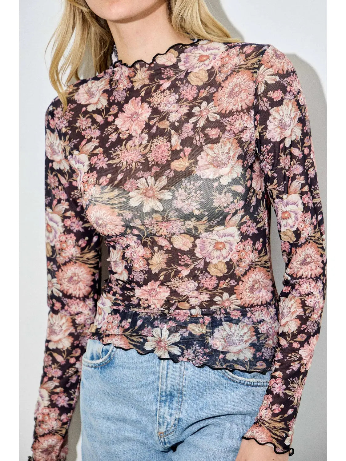 Floral Printed Mesh Top