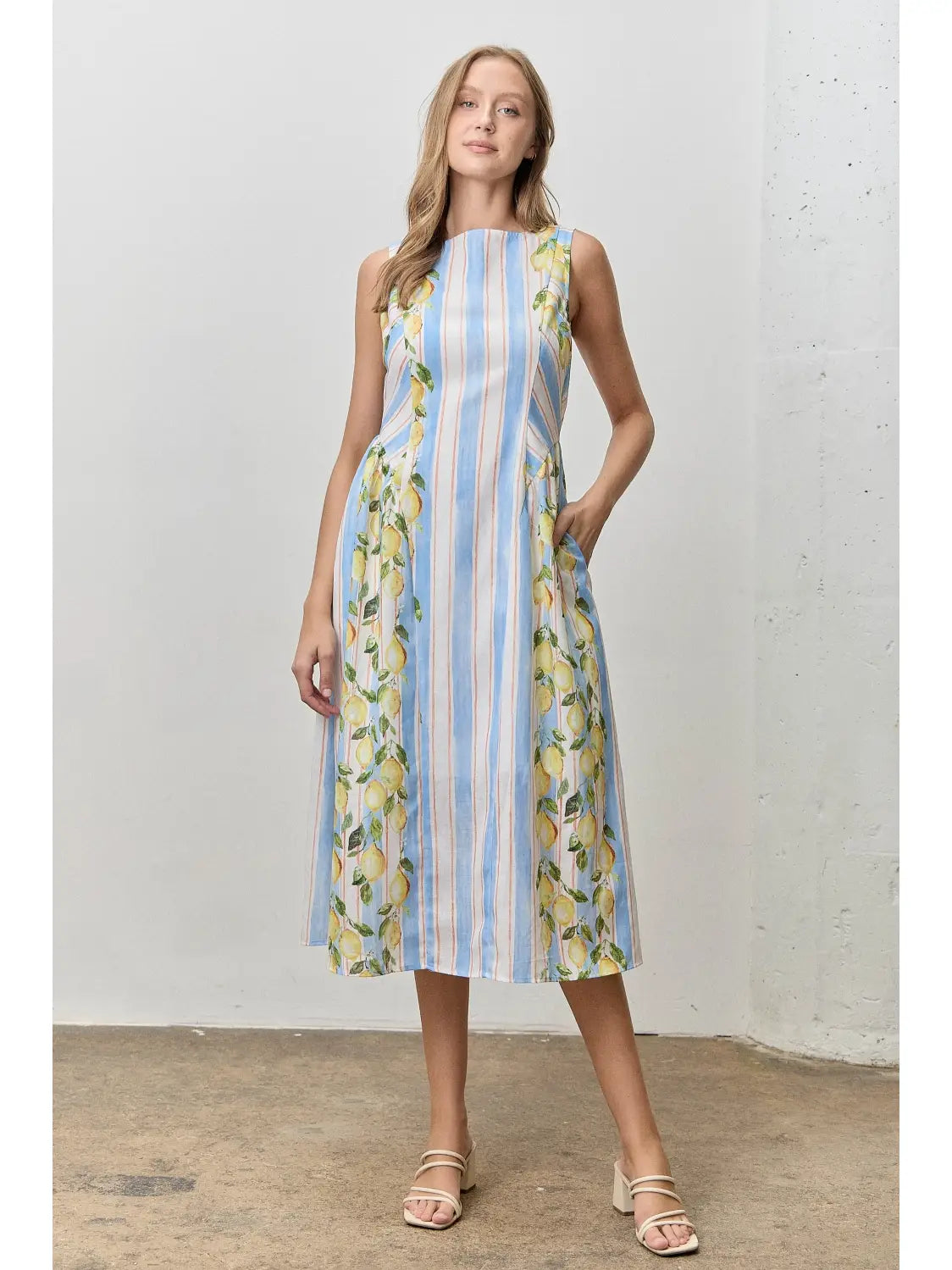 A-Line Basque Waist Lemon Dress (S to 3X)