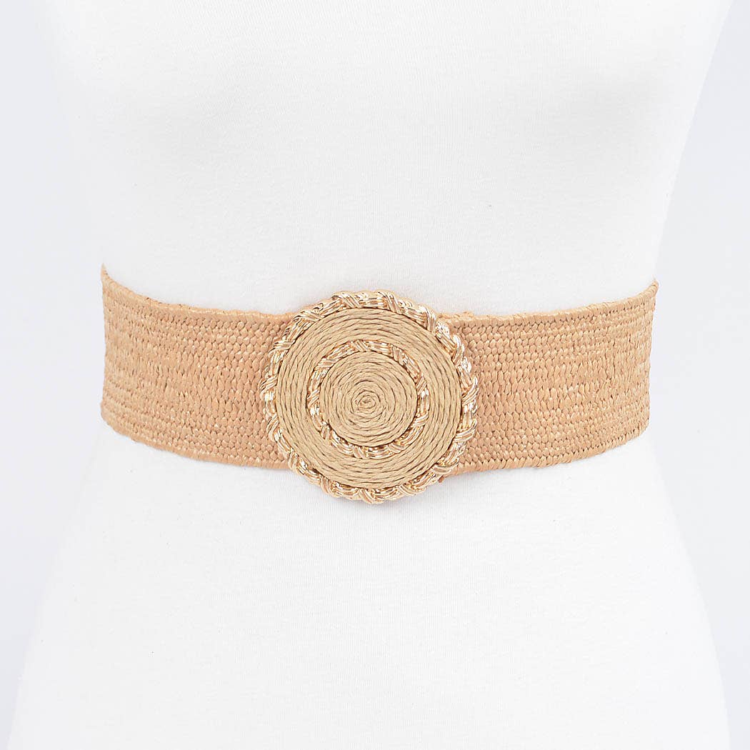 Faux Straw Elastic Belt