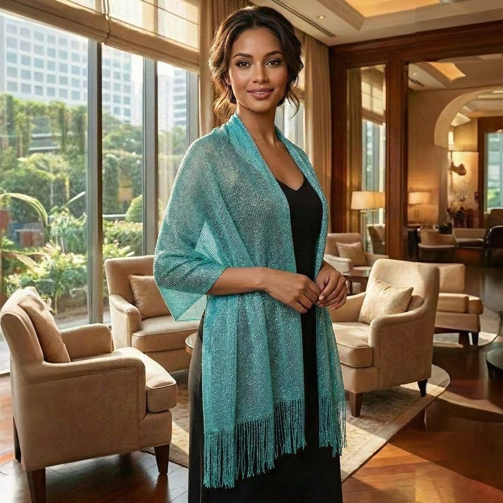Shimmering Fringe Evening Shawl Scarf