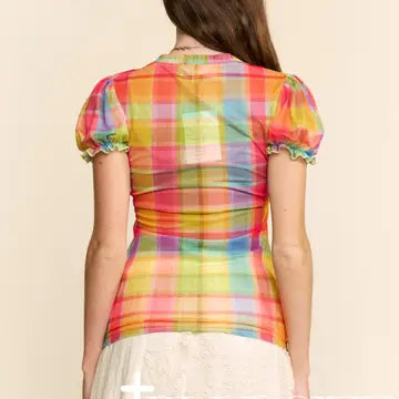 Multicolor Checkered Mesh Top (S-3x)