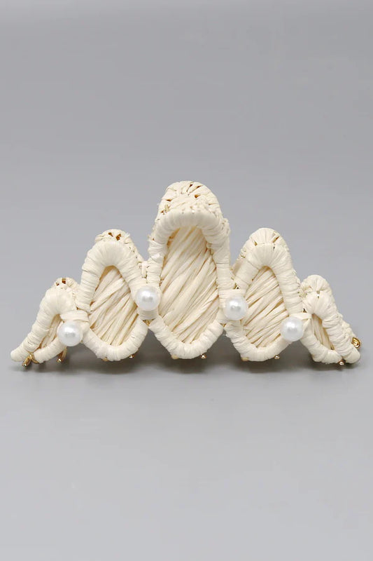 Pearl Detail Raffia Hair Claw