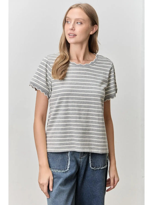 Grey Striped Top (S to 3X)