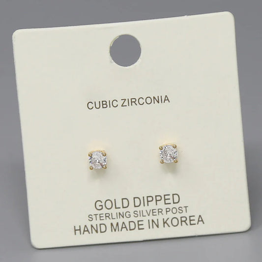 4 MM Cubic Zirconia Basket Setting Stud Earrings
