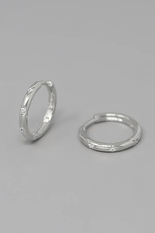 CZ Stone Gold Dipped Huggie Hoop Earrings