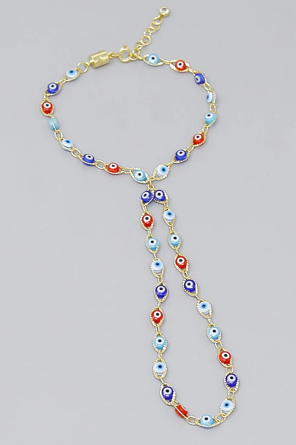 Evil Eye Gold Dipped Hand Chain Bracelet