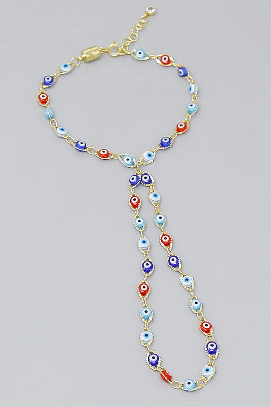 Evil Eye Gold Dipped Hand Chain Bracelet
