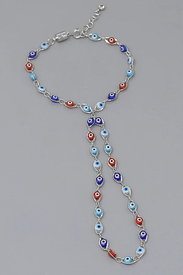 Evil Eye Gold Dipped Hand Chain Bracelet