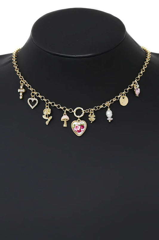 Wonderland Multi Charm Fashion Necklace