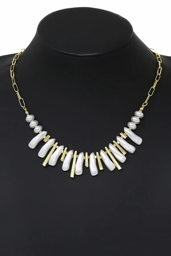 Organic Pearl Fringed Necklace