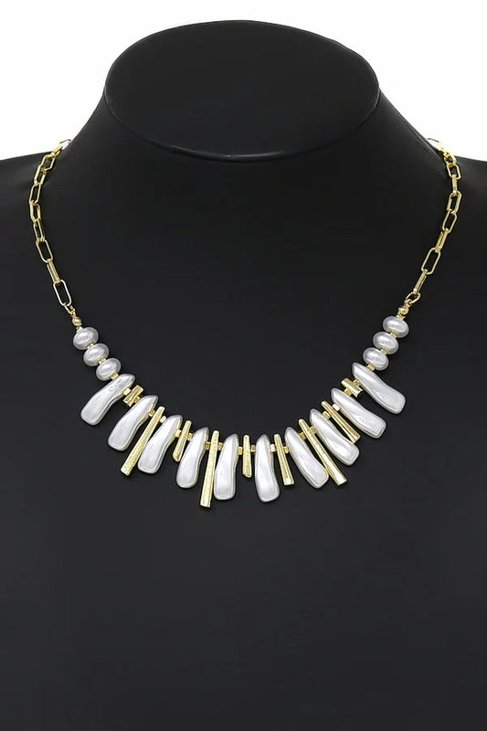 Organic Pearl Fringed Necklace