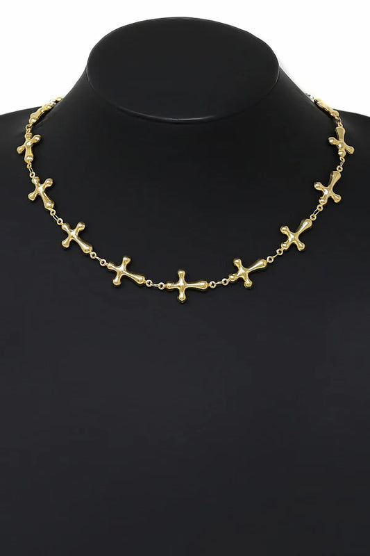 Modern Sculptural Cross Station Necklace