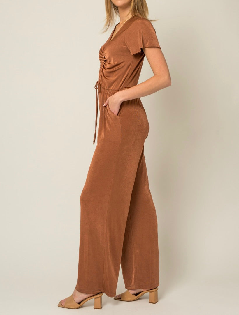 Short Sleeve Cynched Jumpsuit
