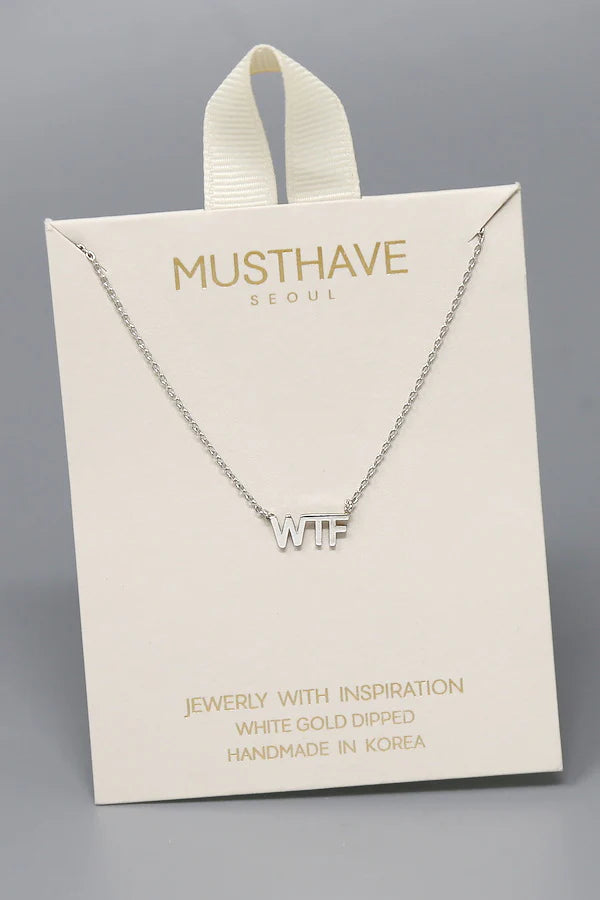 WTF Pendant Gold Dipped Short Necklace