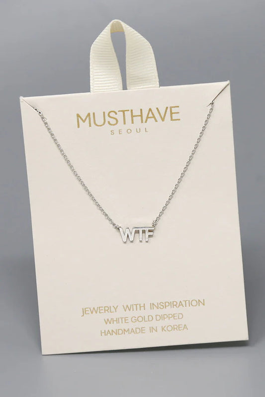 WTF Pendant Gold Dipped Short Necklace