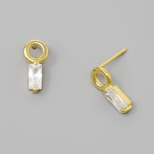 Mini Hoop With Baguette CZ Stone Earrings