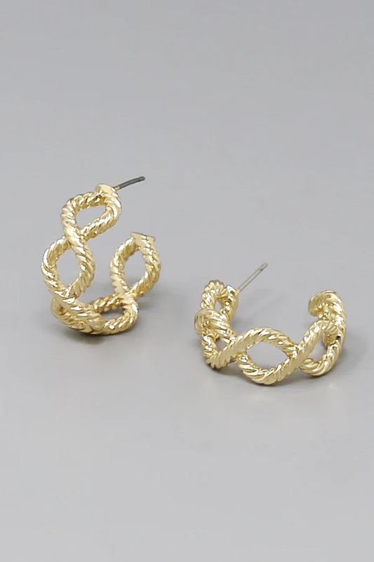 Twisted Rope Metal Hoop Earrings