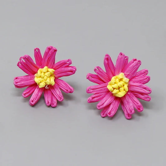 Flower Raffia Stud Earrings