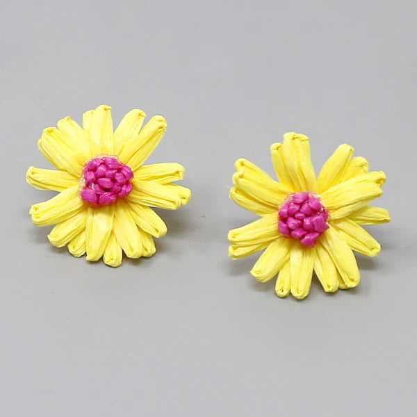 Flower Raffia Stud Earrings