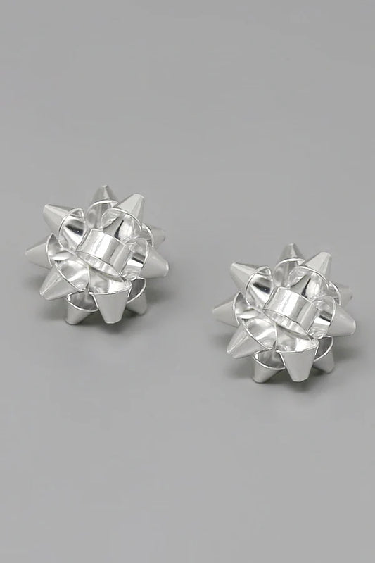 Christmas Bow Metal Stud Earrings