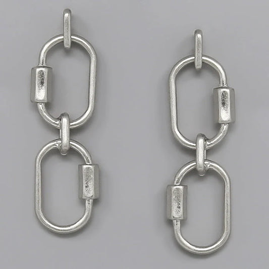 Carabiner Metal Link Drop Earrings