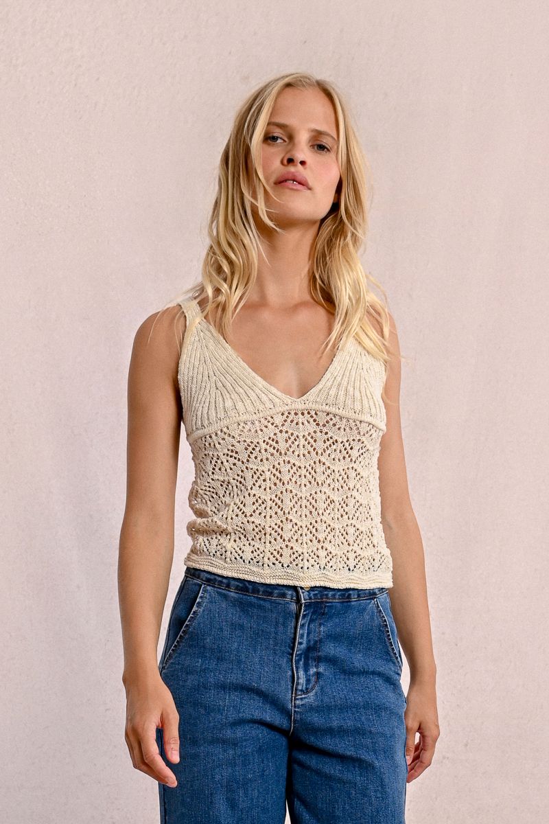 Off White Crochet Tank