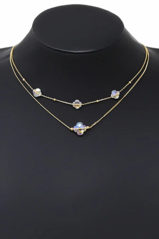 Clover Station Short Layered Necklace