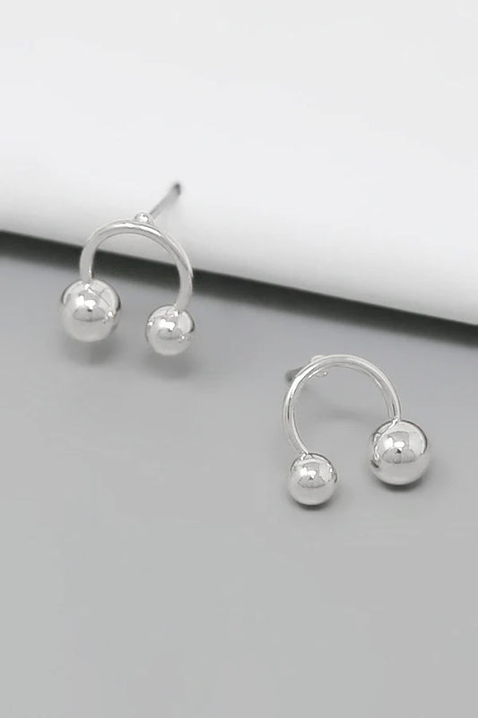Double Metal Ball Arched Stud Earrings