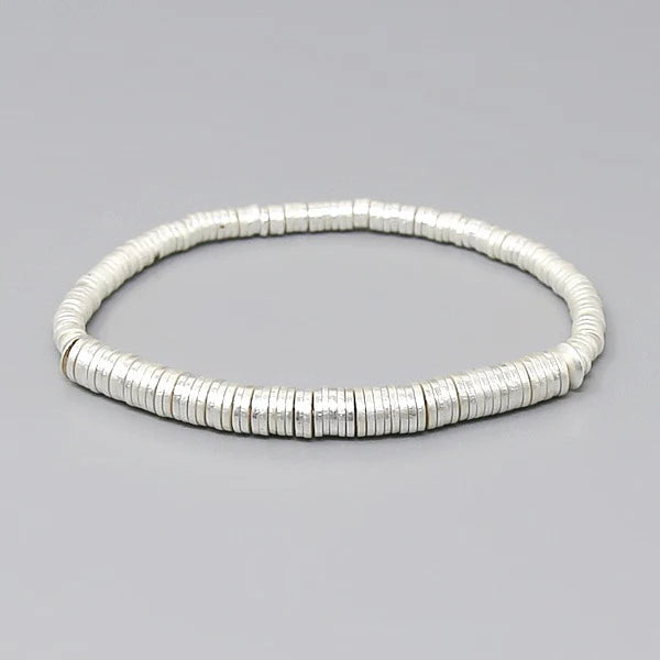 Metal Disc Beaded Stretch Bracelet