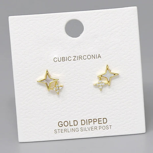 Star CZ Pave Mini Stud Earrings