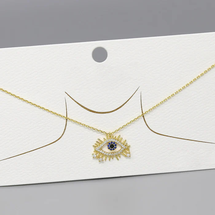 Evil Eye CZ Pave Pendant Gold Dipped Chain Necklace