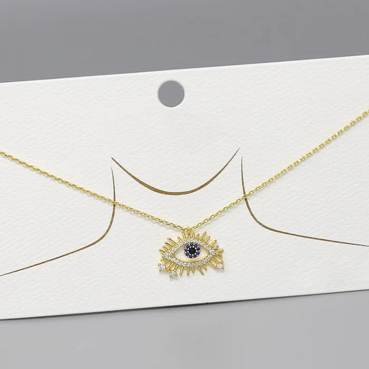 Evil Eye CZ Pave Pendant Gold Dipped Chain Necklace