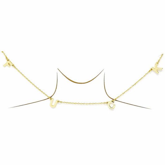 Fuck Spaced Letter Gold Dipped Short Chain Necklace
