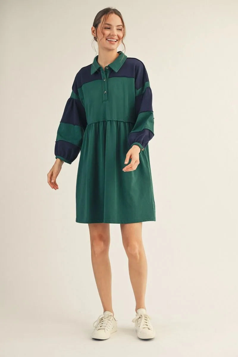 Colorblock Polo Top Mini Dress