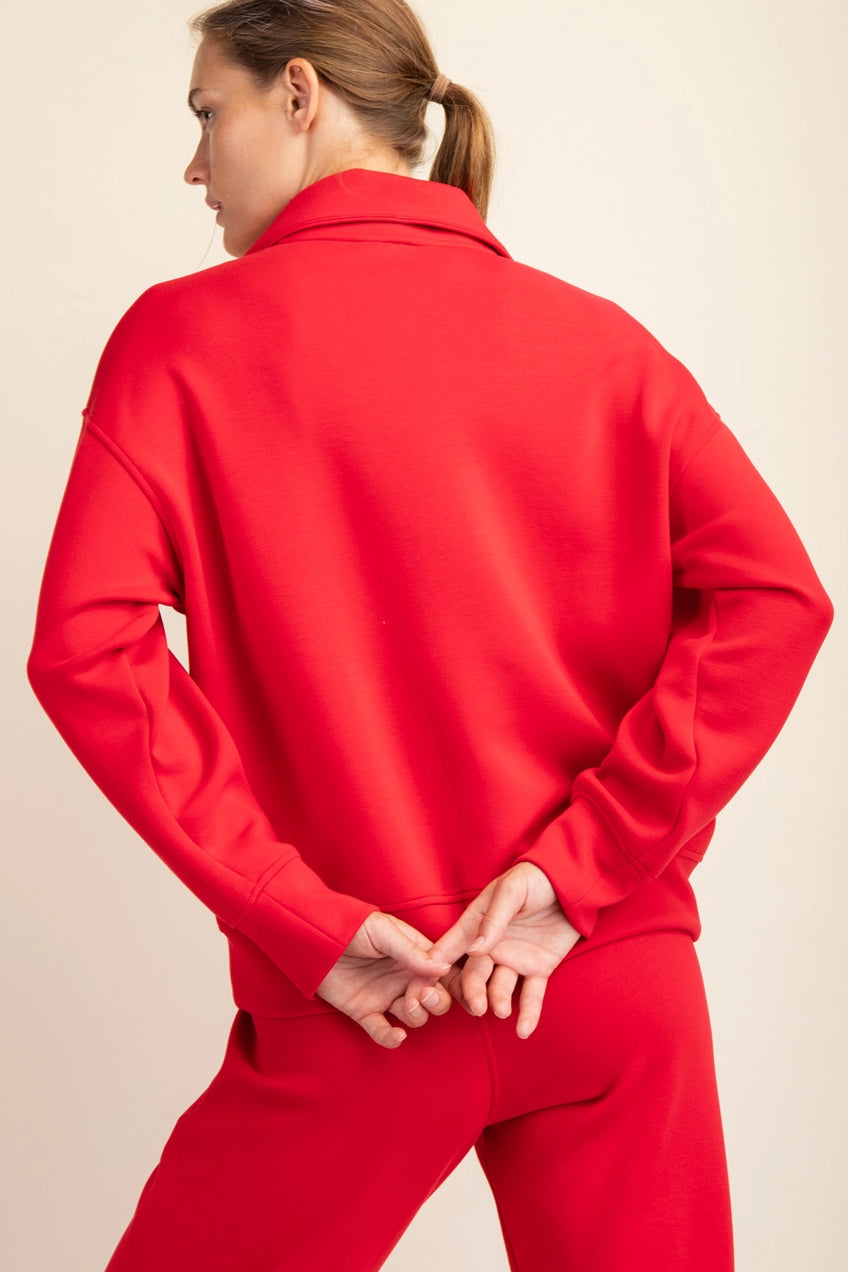 Modal Poly Span Quarter Zip Mock Neck Pullover (S to 3X)