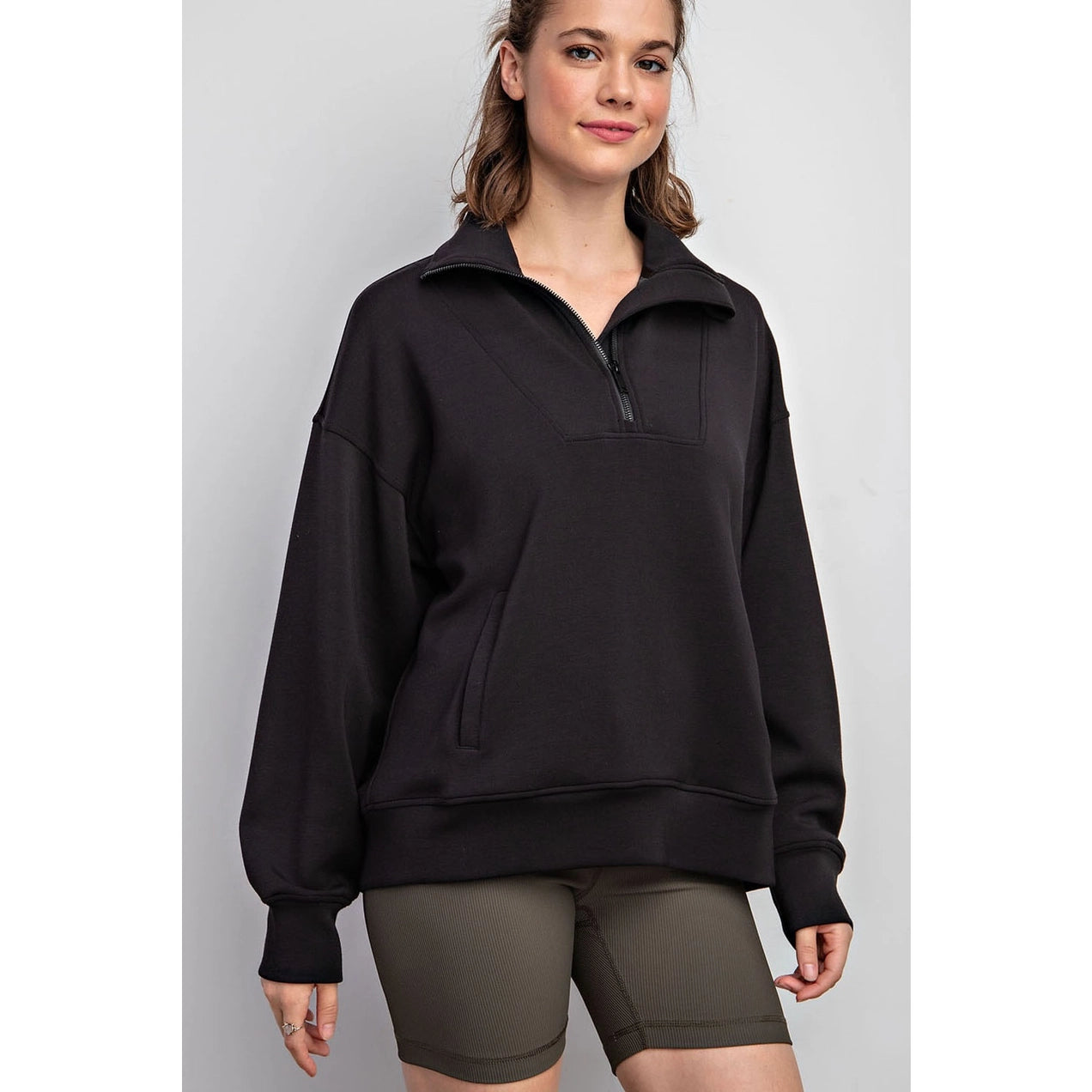 Modal Poly Span Quarter Zip Mock Neck Pullover (S to 3X)