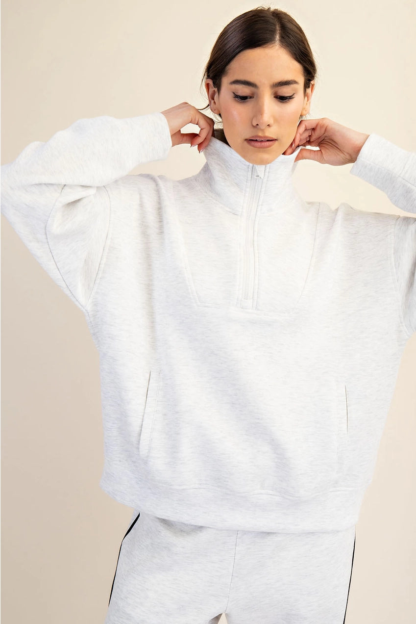 Modal Poly Span Quarter Zip Mock Neck Pullover (S to 3X)