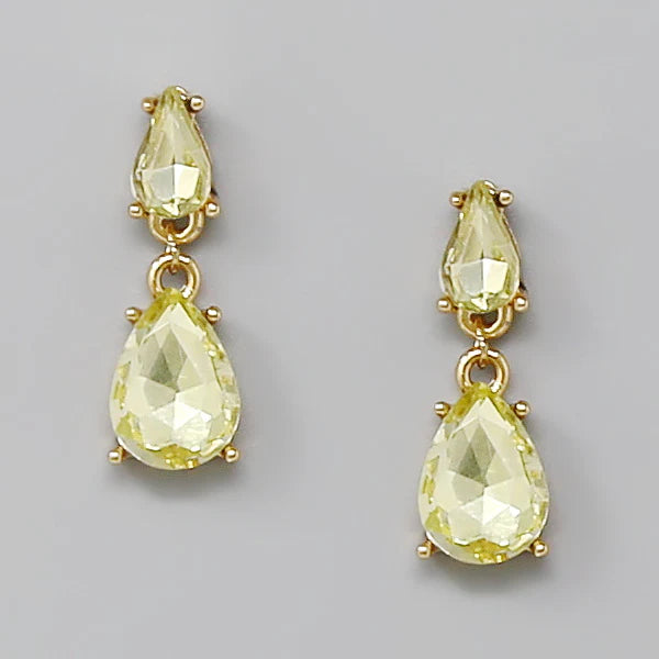 Teardrop Glass Stone Drop Earrings