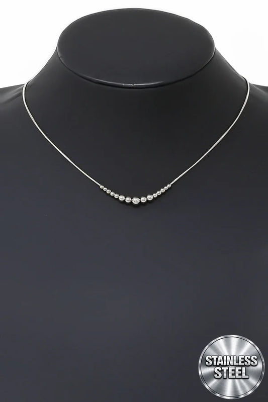 Gradual Sliding Bead Stainless Steel Short Necklace