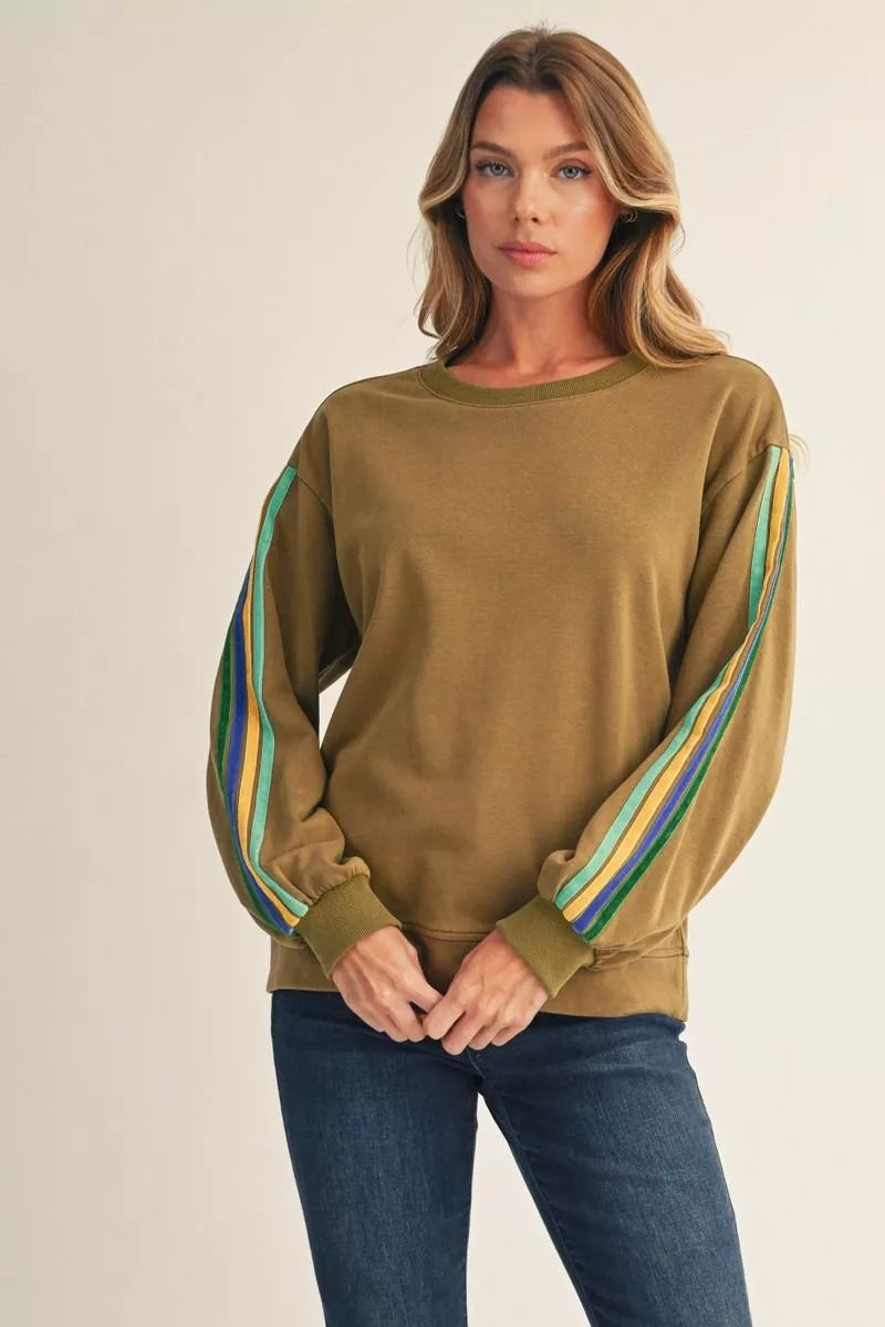 Striped Sleeve Sweatshirt