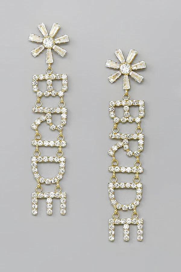 BRIDE Rhinestone Pave Dangle Earrings