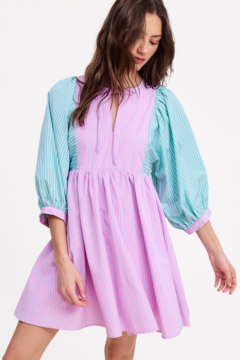 3/4 Sleeve Seersucker Dress