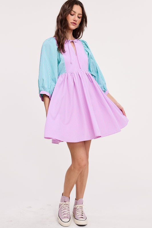 3/4 Sleeve Seersucker Dress