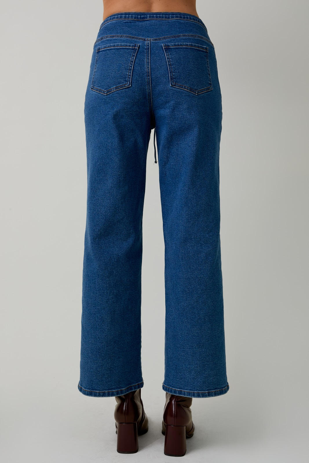 Tie Waist Stretch Denim Pants