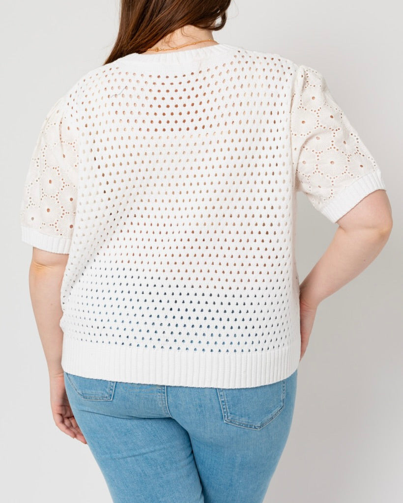 Short Sleeved Eyelet Sweater