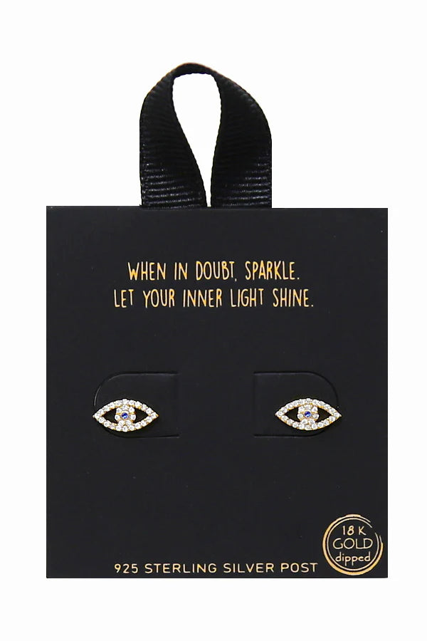 Evil Eye CZ Pave Stud Earrings