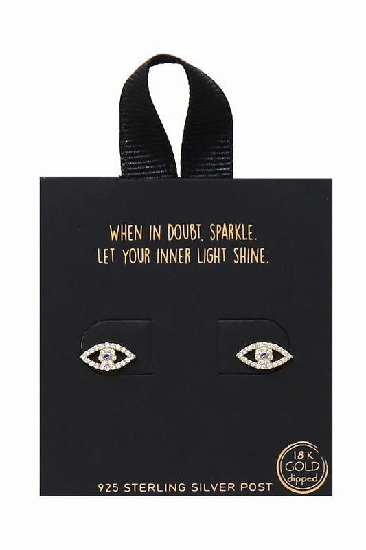 Evil Eye CZ Pave Stud Earrings