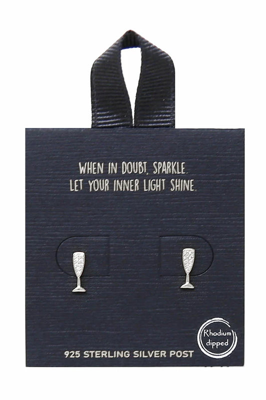 Champagne Glass Pave Stud Earrings