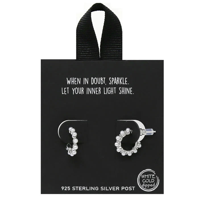 Pearl Embellished Mini Hoop Earrings